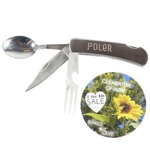 POLER Folding Knife 4-in-1 Nobo Outdoor Cutlery Set w/ Sheath Camping Tool